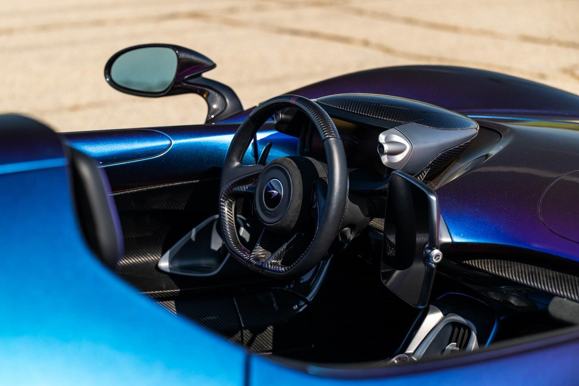 Interior of a purple 2021 McLaren Elva