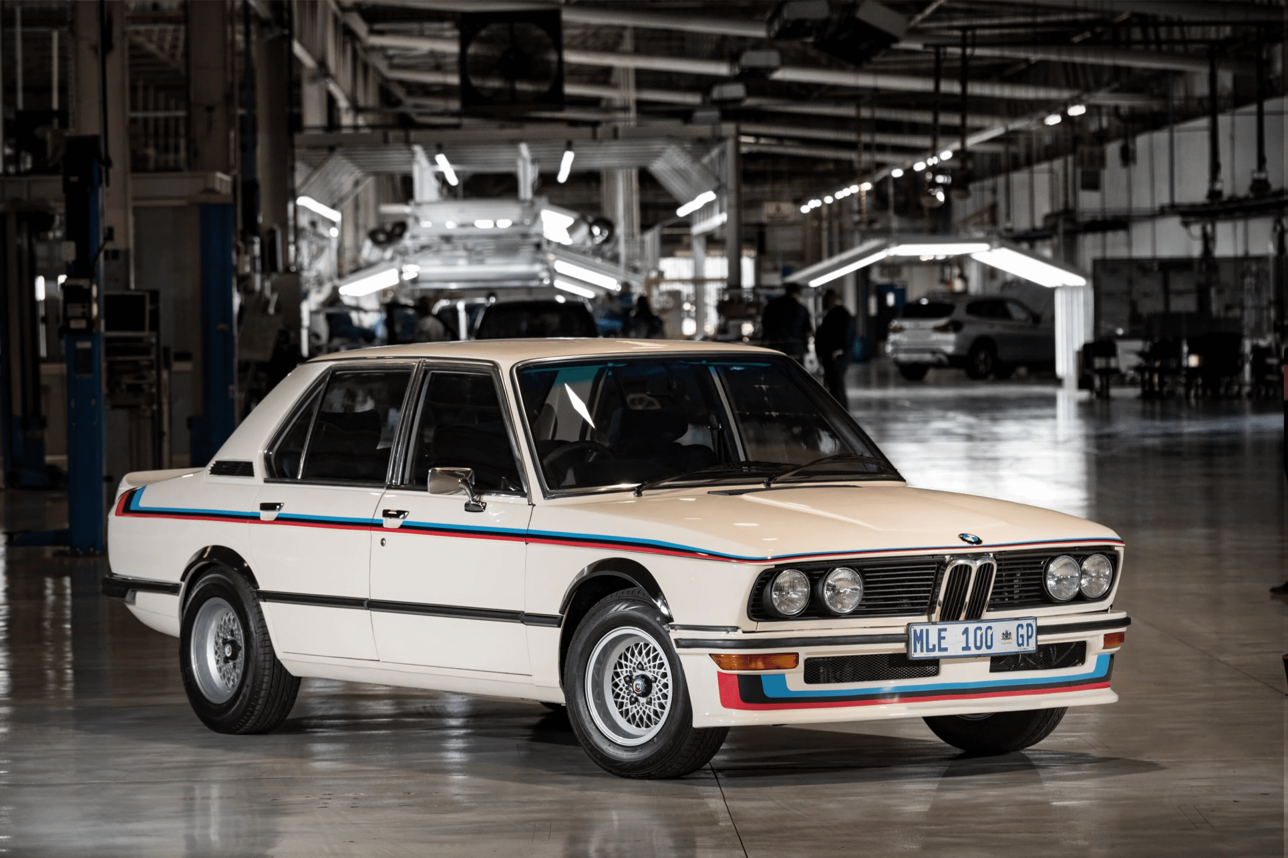 Angled front view of a 1976 BMW 530 MLE South African Homologation