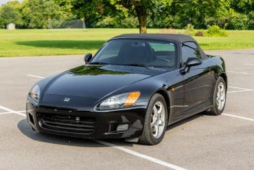 3/4 front view of a 2000 black Honda S2000