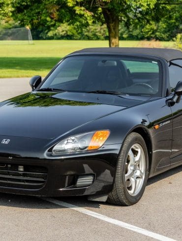 3/4 front view of a 2000 black Honda S2000