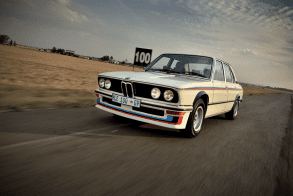 Angled front view of a 1976 BMW 530 MLE South African Homologation