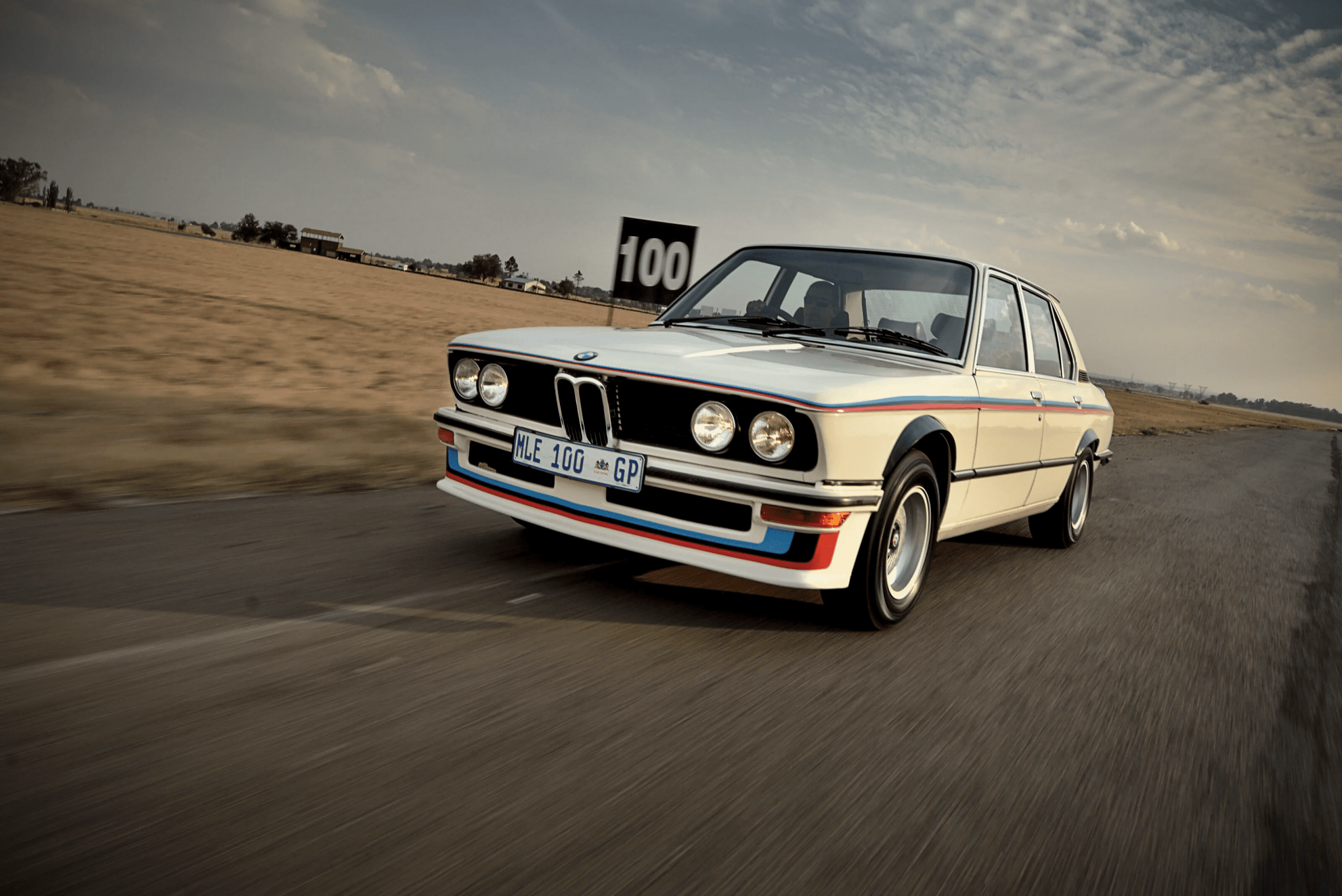 Angled front view of a 1976 BMW 530 MLE South African Homologation